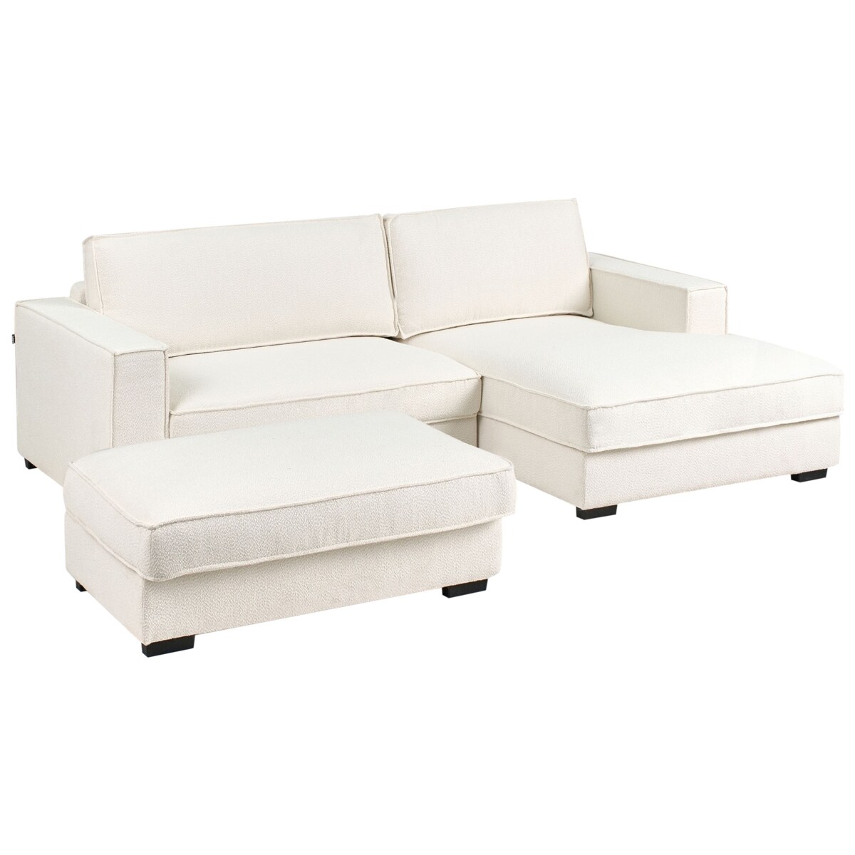 Narożnik RENDERS Boucle Złamana biel z otomaną dla 3 osób Lewostronny