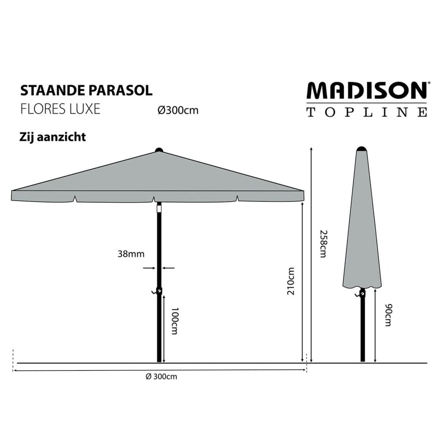 Madison Parasol ogrodowy Flores Luxe 300 cm, okrągły, ceglana czerwień