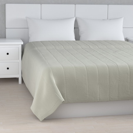 Narzuta pikowana w pasy 260x210 pastelowo miętowy welwet