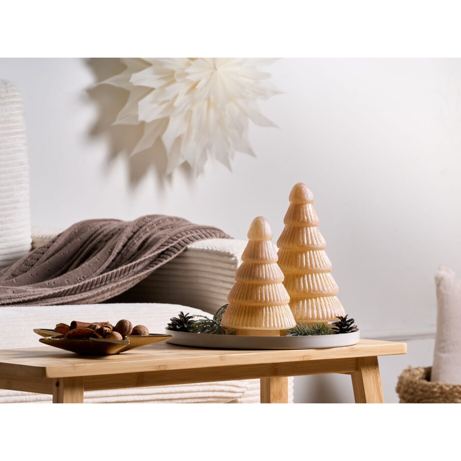 Zestaw 2 figurek dekoracyjnych FLAREN Choinka 20/25 cm Beżowy