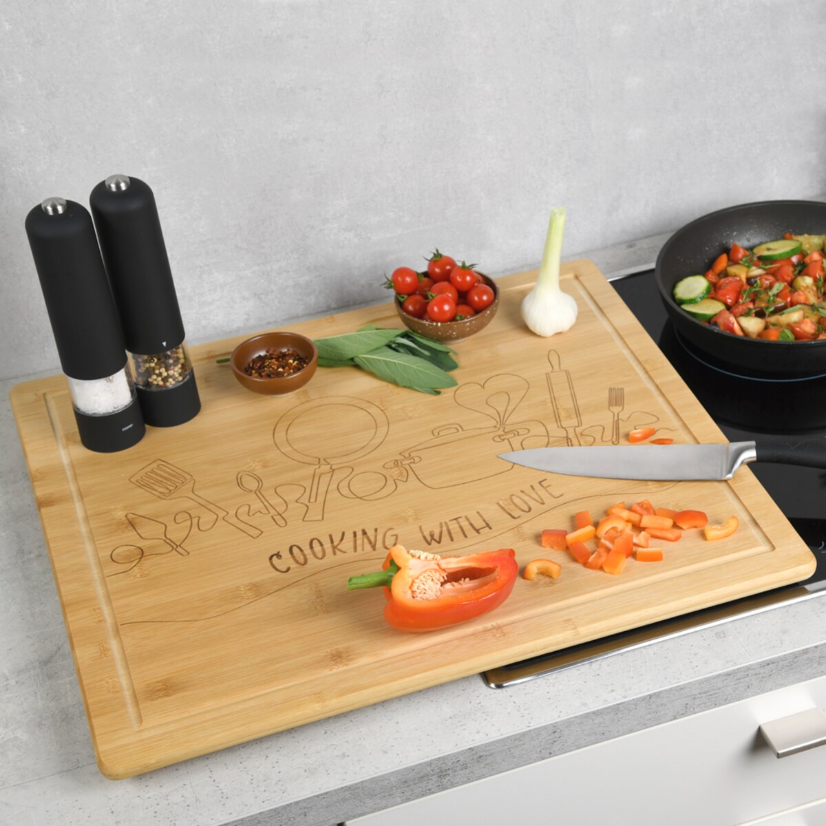 Płyta ochronna na kuchenkę z bambusa, 56 x 50 cm