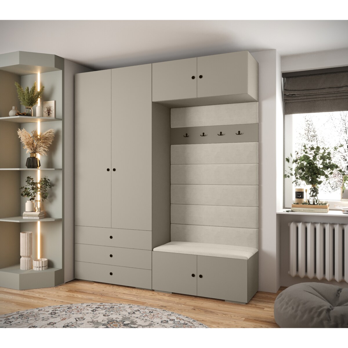 Garderoba do przedpokoju INOVA 2 Z12 kaszmir+czarny+manila02