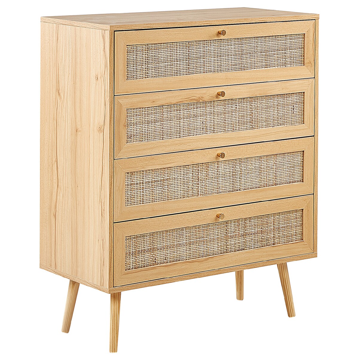 Komoda 4 szuflady PEROTE Rattan Jasnobrązowy