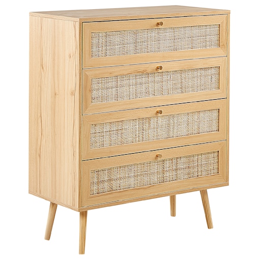 Komoda 4 szuflady PEROTE Rattan Jasnobrązowy
