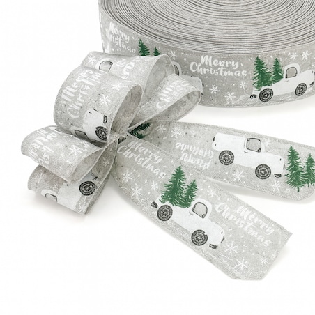 Taśma świąteczna na kokardę, wstążka na prezent Bożonarodzeniowa 5cm x 2m KSN131