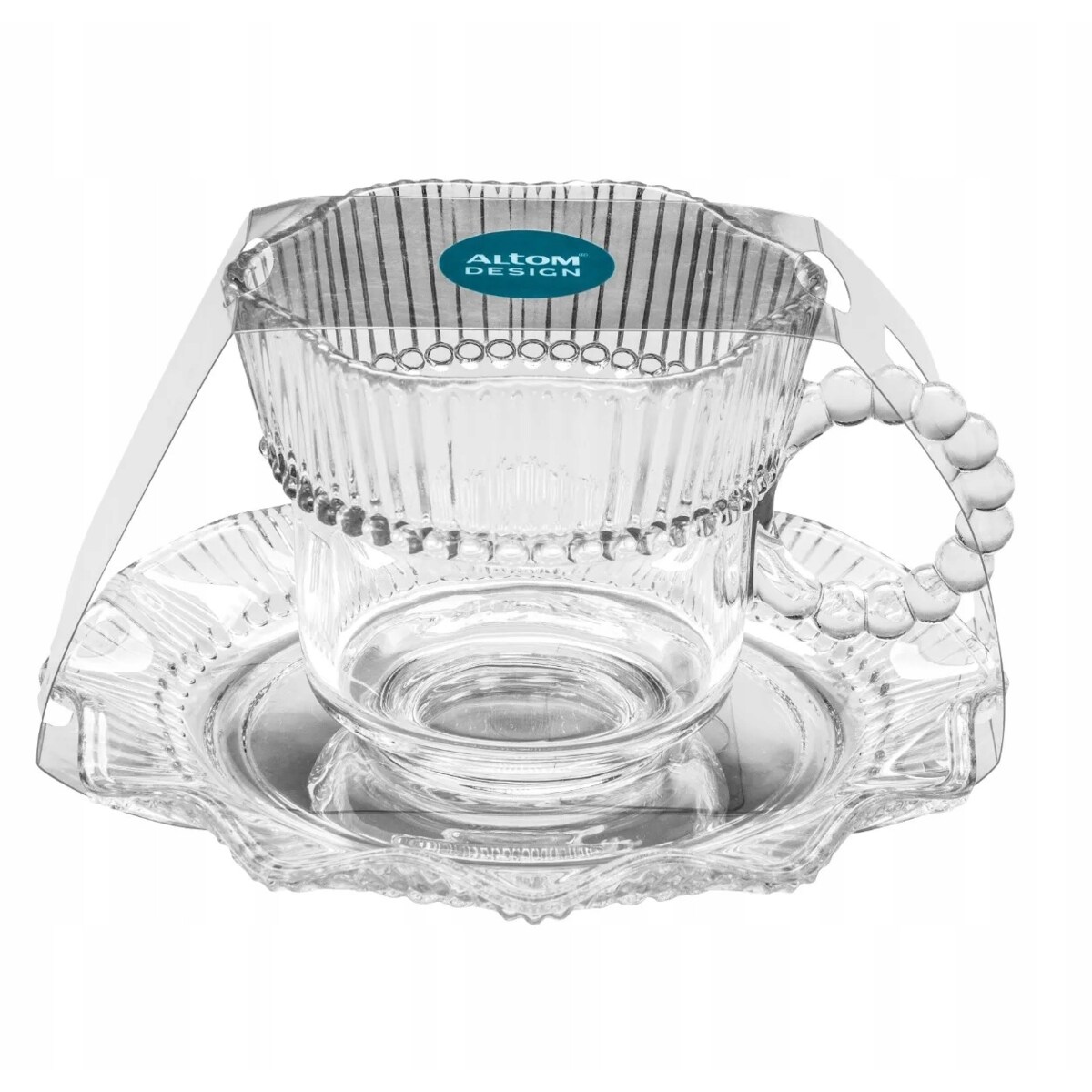 KOMPLET Filiżanka do kawy herbaty ze spodkiem szklana 6x 200 ml WZOREK