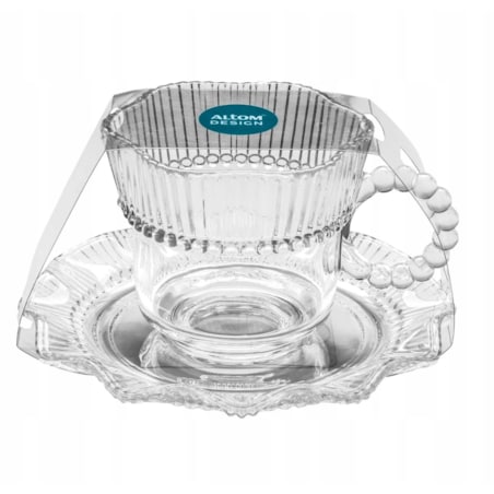 KOMPLET Filiżanka do kawy herbaty ze spodkiem szklana 6x 200 ml WZOREK