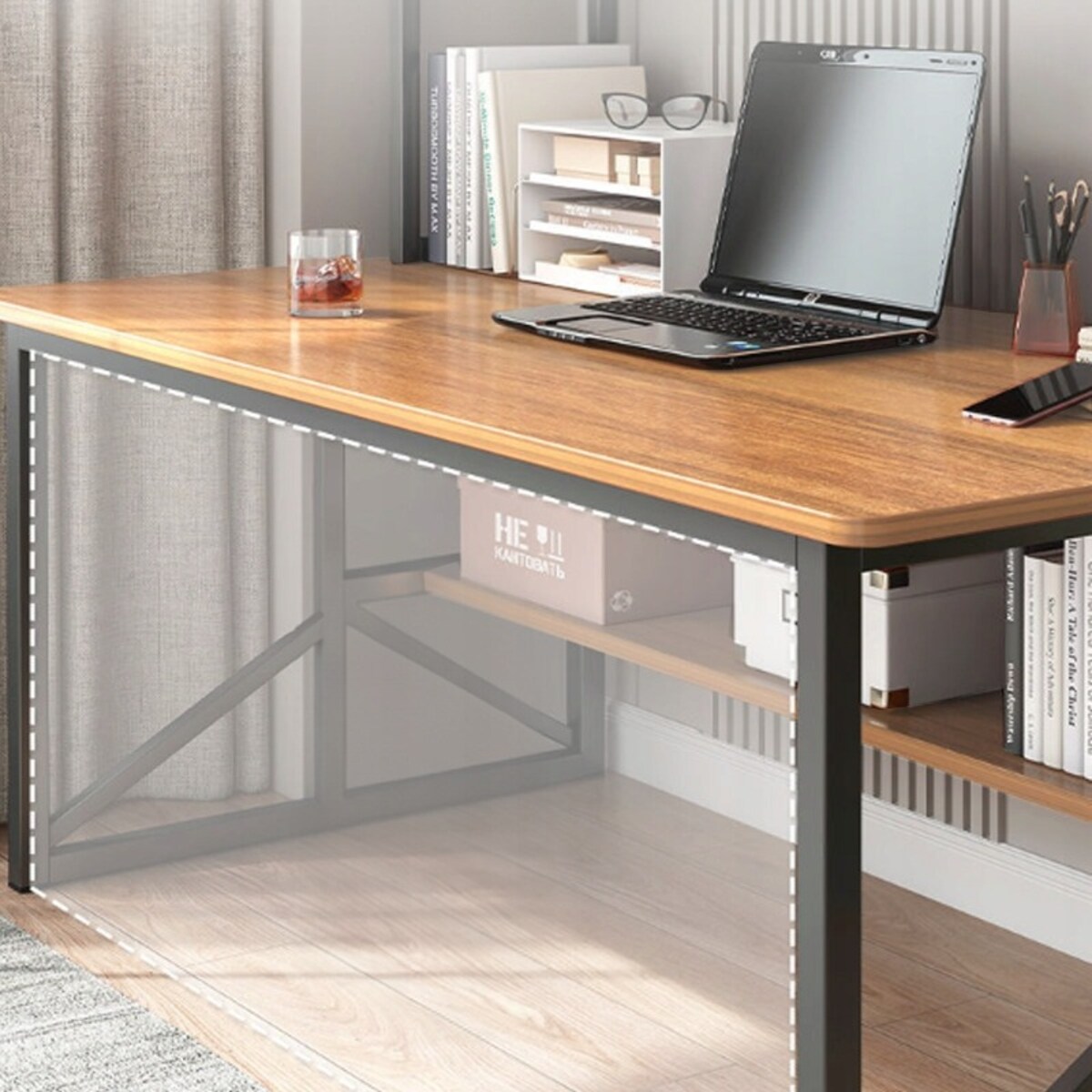 Biurko komputerowe ciemny buk pod laptop loft gamingowe nowoczesne 120 cm