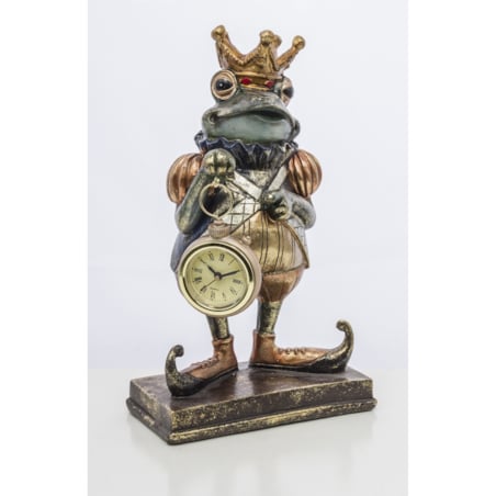 Dekoracja - figurka żabiego króla z zegarkiem 25,5x15,5x10,5 cm FROGG-2 z koroną