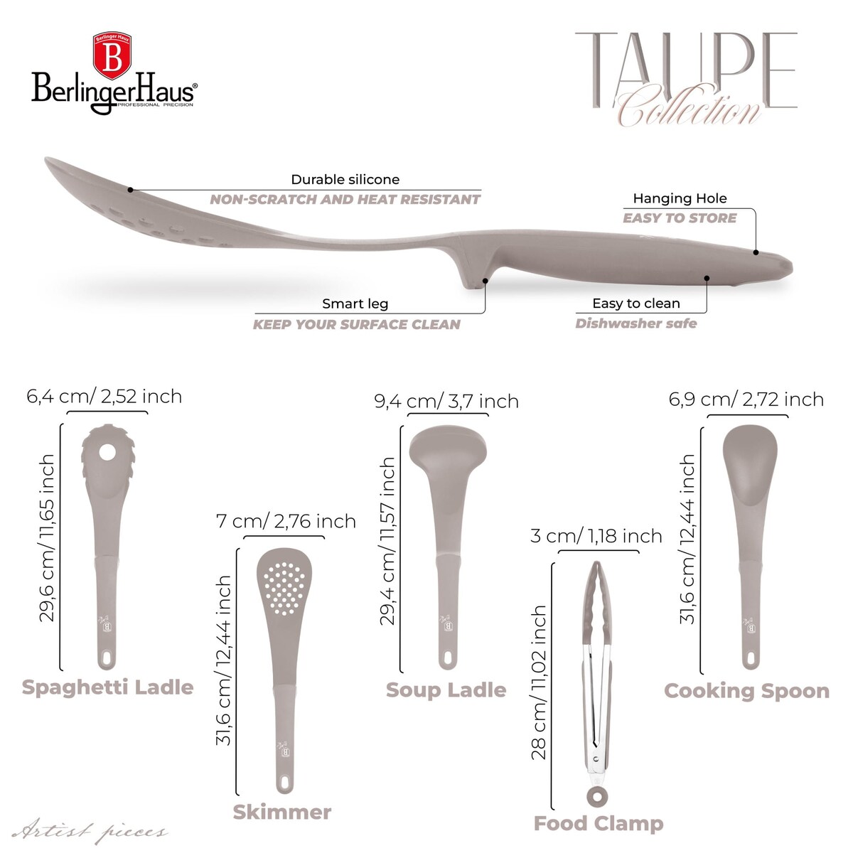 Zestaw przyborów kuchennych 5 elementów BerlingerHaus BH-6335 Taupe Collection