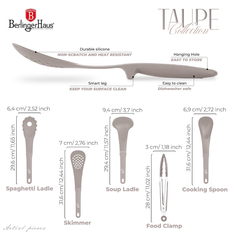Zestaw przyborów kuchennych 5 elementów BerlingerHaus BH-6335 Taupe Collection