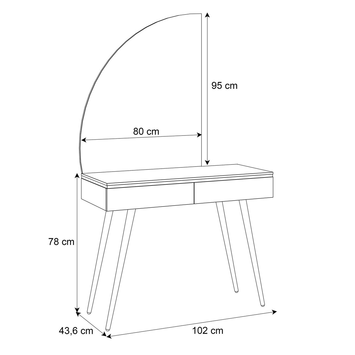 Toaletka AURORA-SQ biały połysk z lustrem lewym