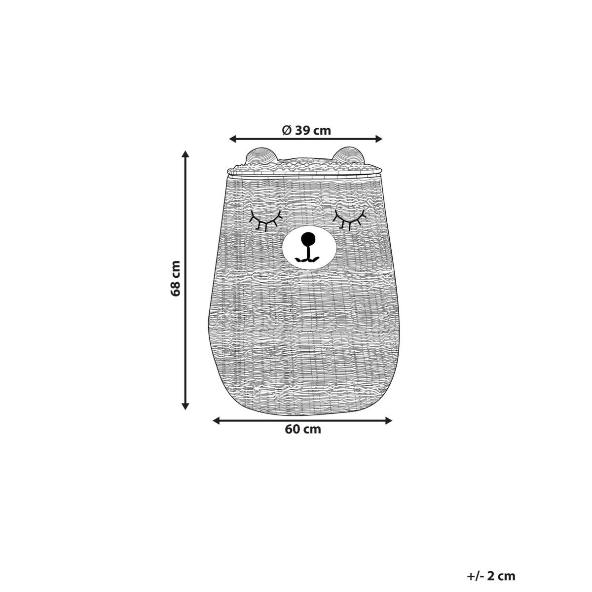 Kosz pleciony miś z trawy morskiej naturalny FULAN