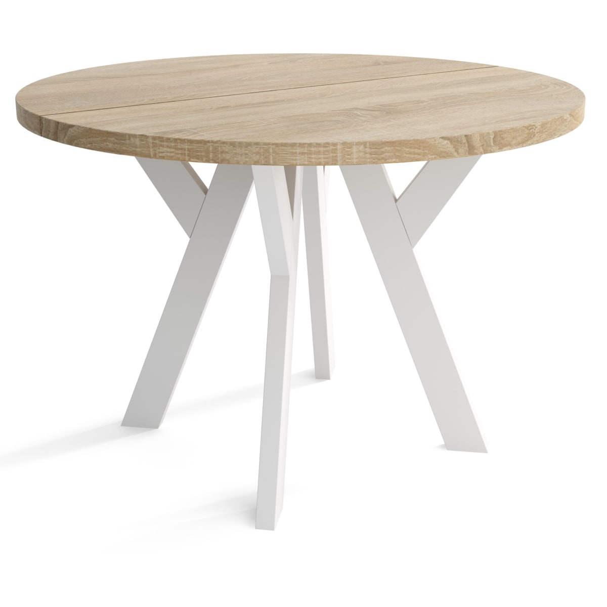 Stół rozkładany okrągły 100/200 - Dąb sonoma + n. białe