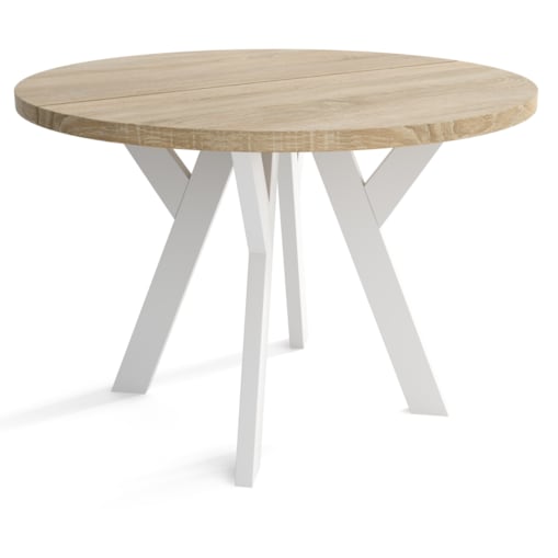 Stół rozkładany okrągły 100/200 - Dąb sonoma + n. białe