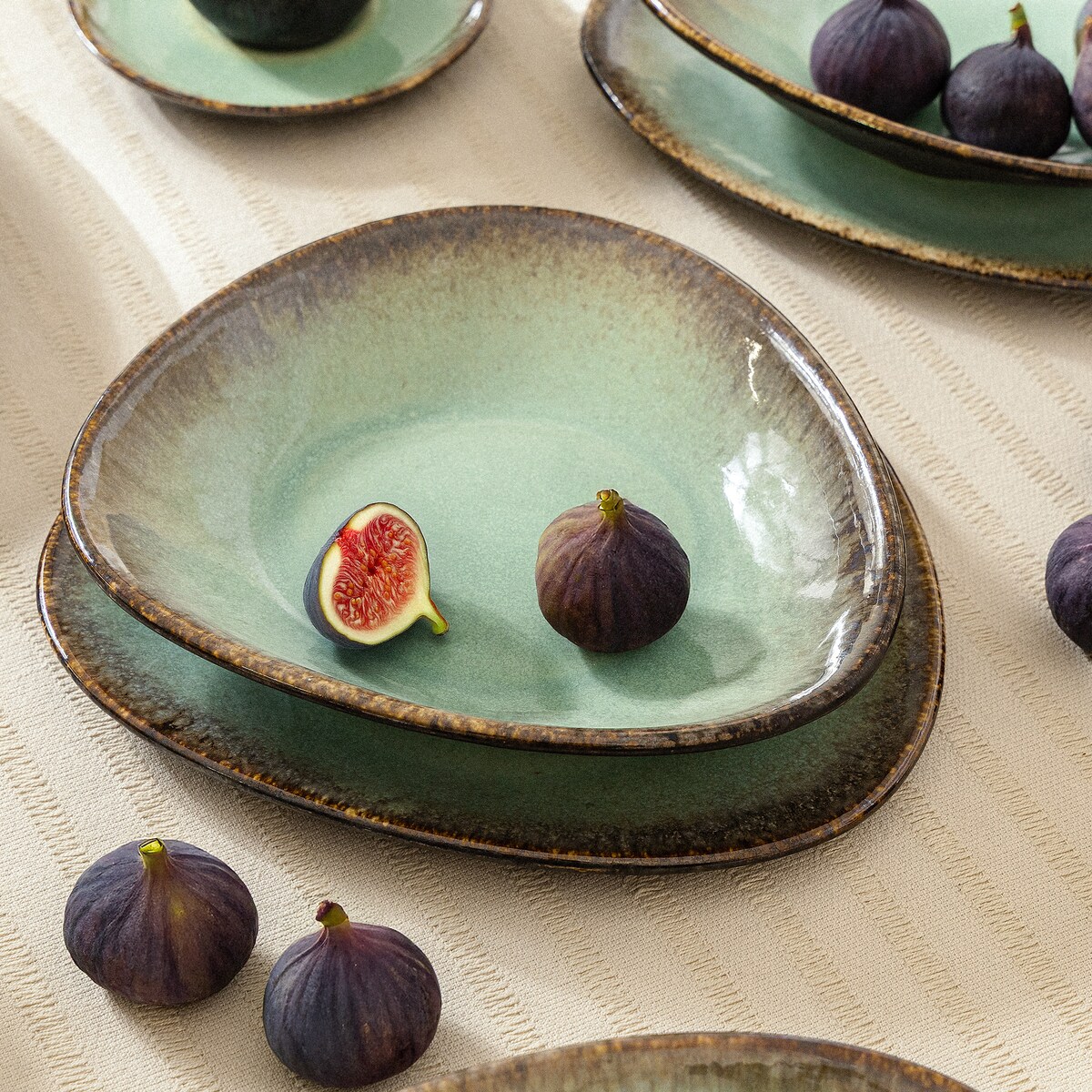 Konsimo PRIMA Zestaw obiadowy 2os. (6 el.), szałwiowy