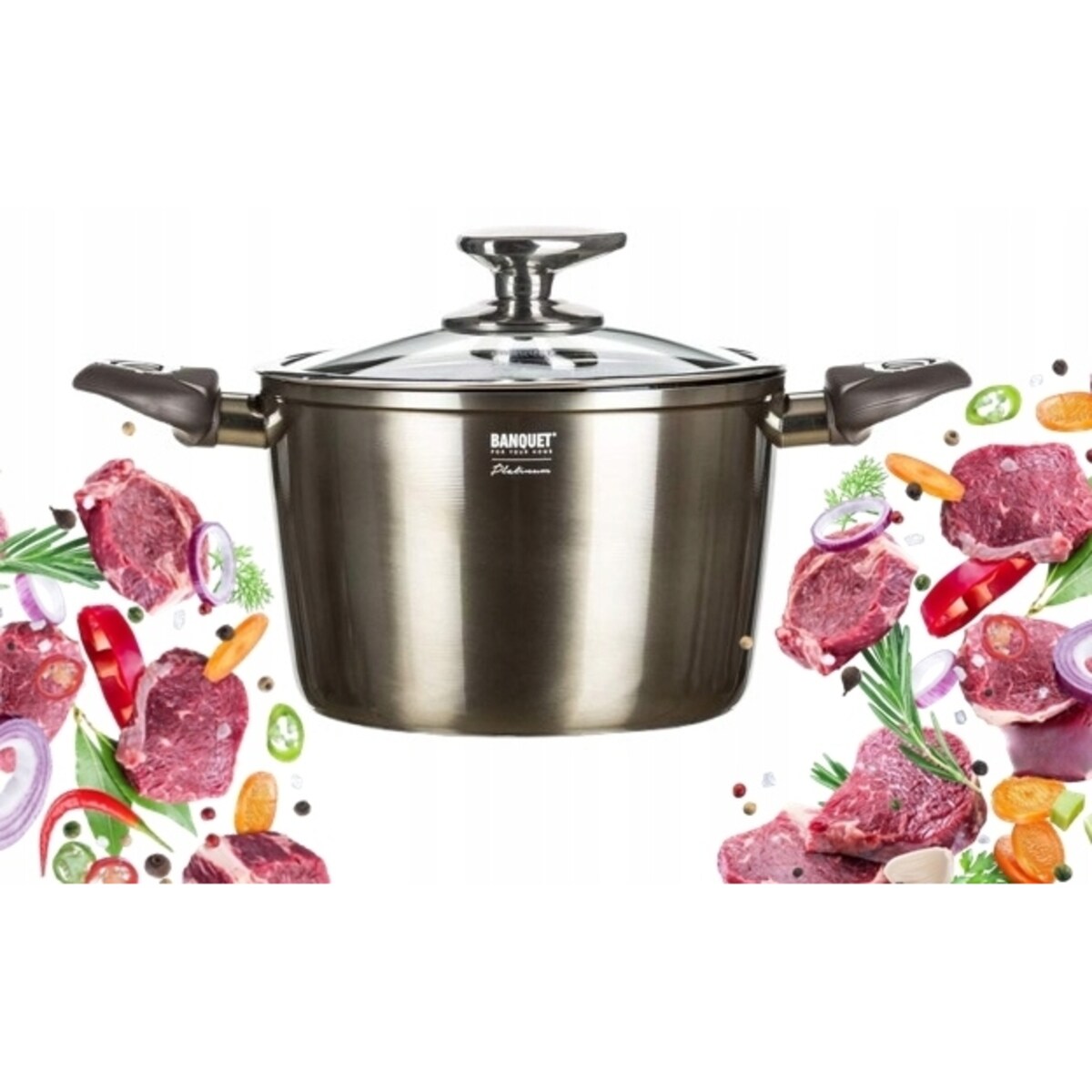 Garnek DO GOTOWANIA METALLIC PLATINUM 20cm BANQUET wysoki na prezent 3,6L
