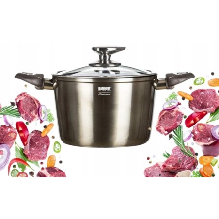 Garnek DO GOTOWANIA METALLIC PLATINUM 20cm BANQUET wysoki na prezent 3,6L