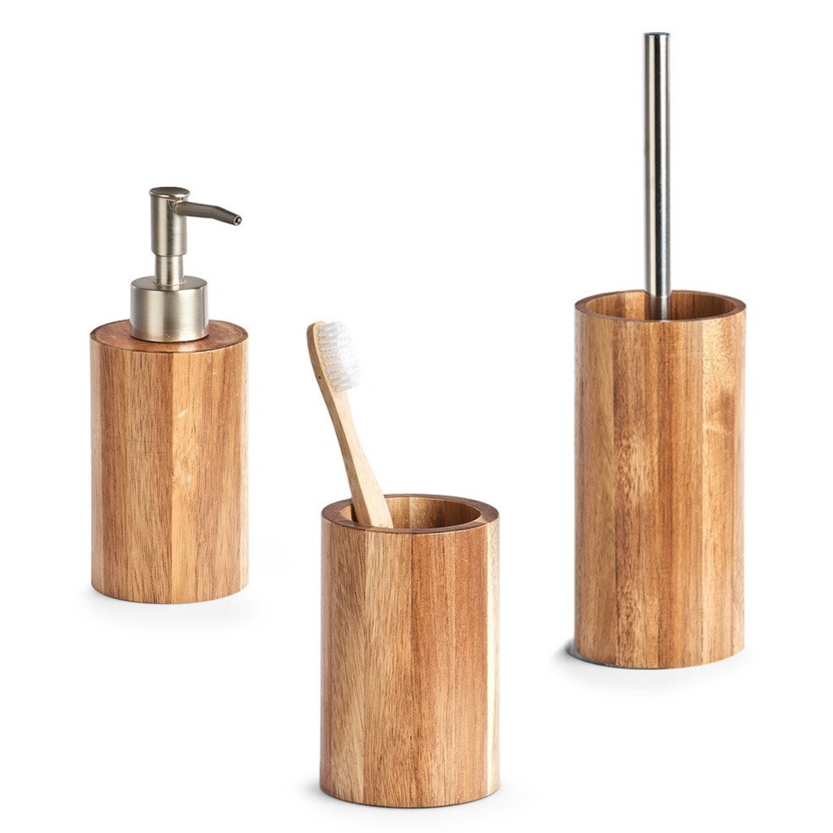 Pojemnik na szczotkę wc + szczotka, drewno akacjowe, ZELLER