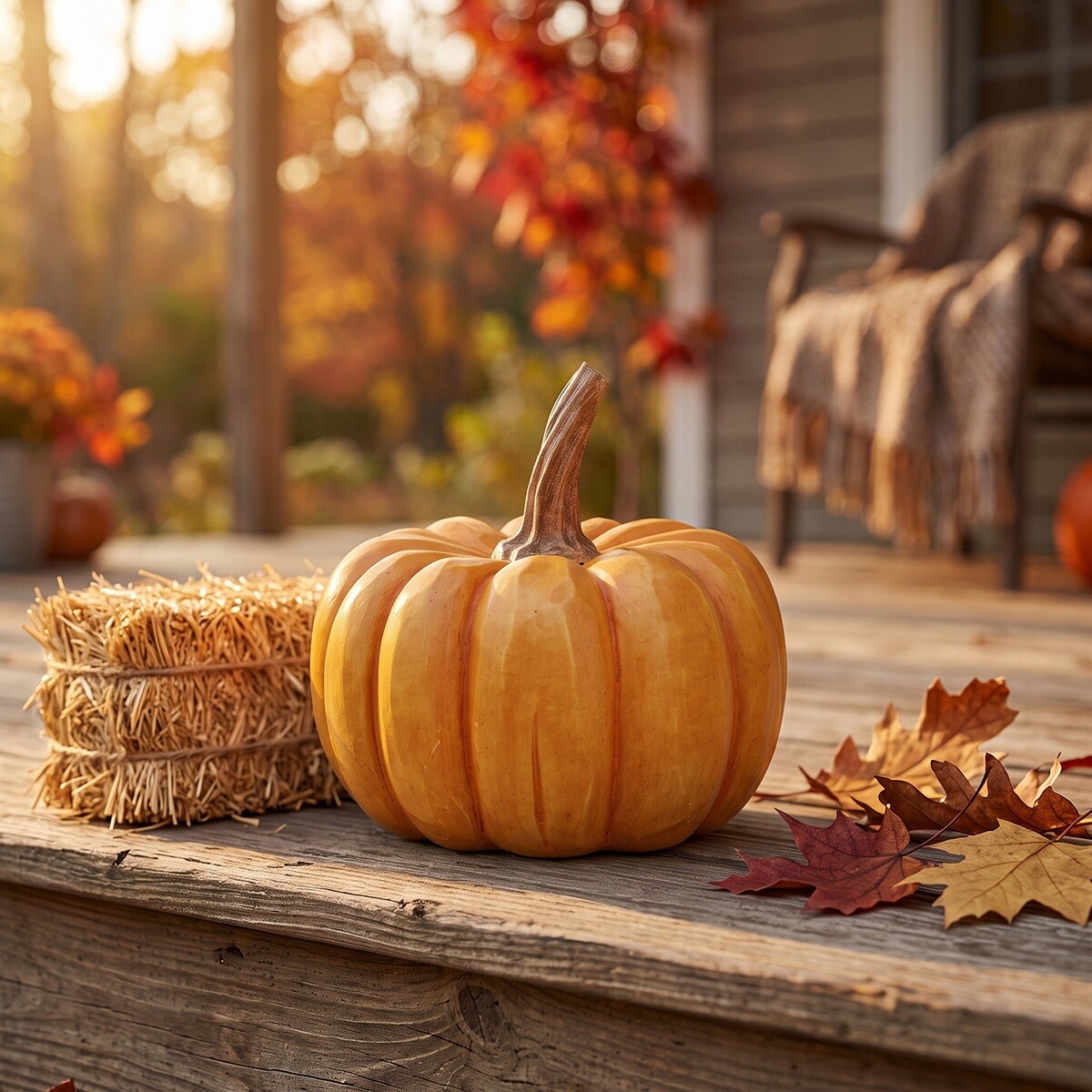 FIGURKA DYNIA POMARAŃCZOWA OZDOBNA OGRODOWA NA HALLOWEEN NA BALKON TARAS