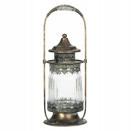 LAMPION STYL RETRO VINTAGE kolor stare złoto stojący / wiszący wys. 38cm