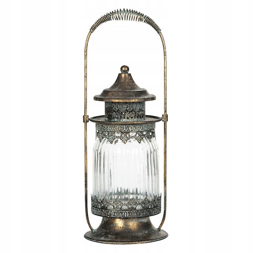 LAMPION STYL RETRO VINTAGE kolor stare złoto stojący / wiszący wys. 38cm