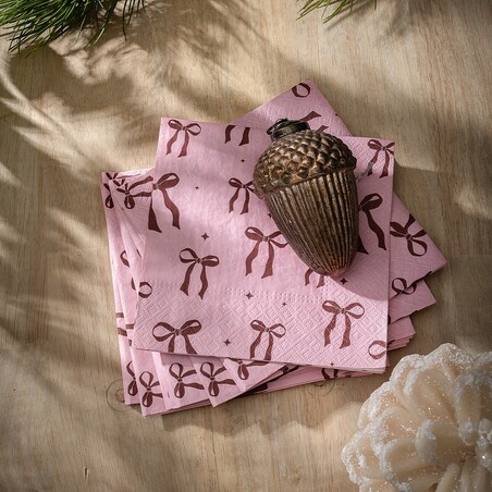 Serwetki świąteczne Ribbon II 20szt. boże narodzenie, święta, świąteczne, różowy-czerwony, 16x16x3 cm