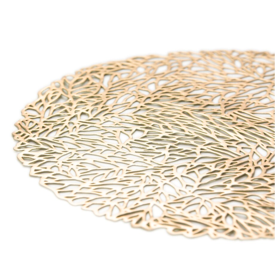 Podkładka Ażurowa Na Stół Mata Stołowa Pod Talerz Ozdoba 38 Cm Pvc Złota