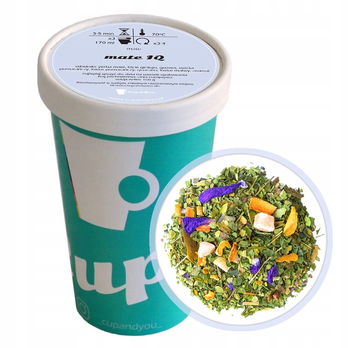 Liściasta herbata sypana Yerba Mate IQ skupienie nauka moc guawa 100g - herbata liściasta sypana mieszanka napar susz