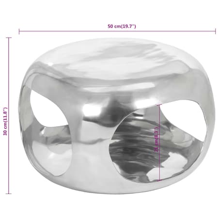 vidaXL Stolik do kawy z aluminium, 50x50x30 cm, srebrny