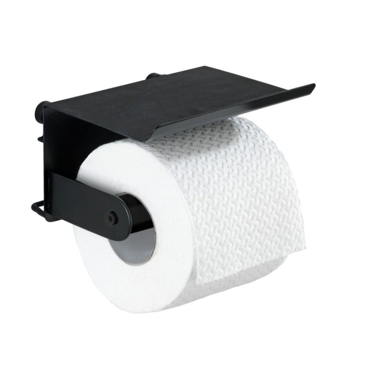 Uchwyt na papier z półką Classic Plus, WENKO, kolor czarny
