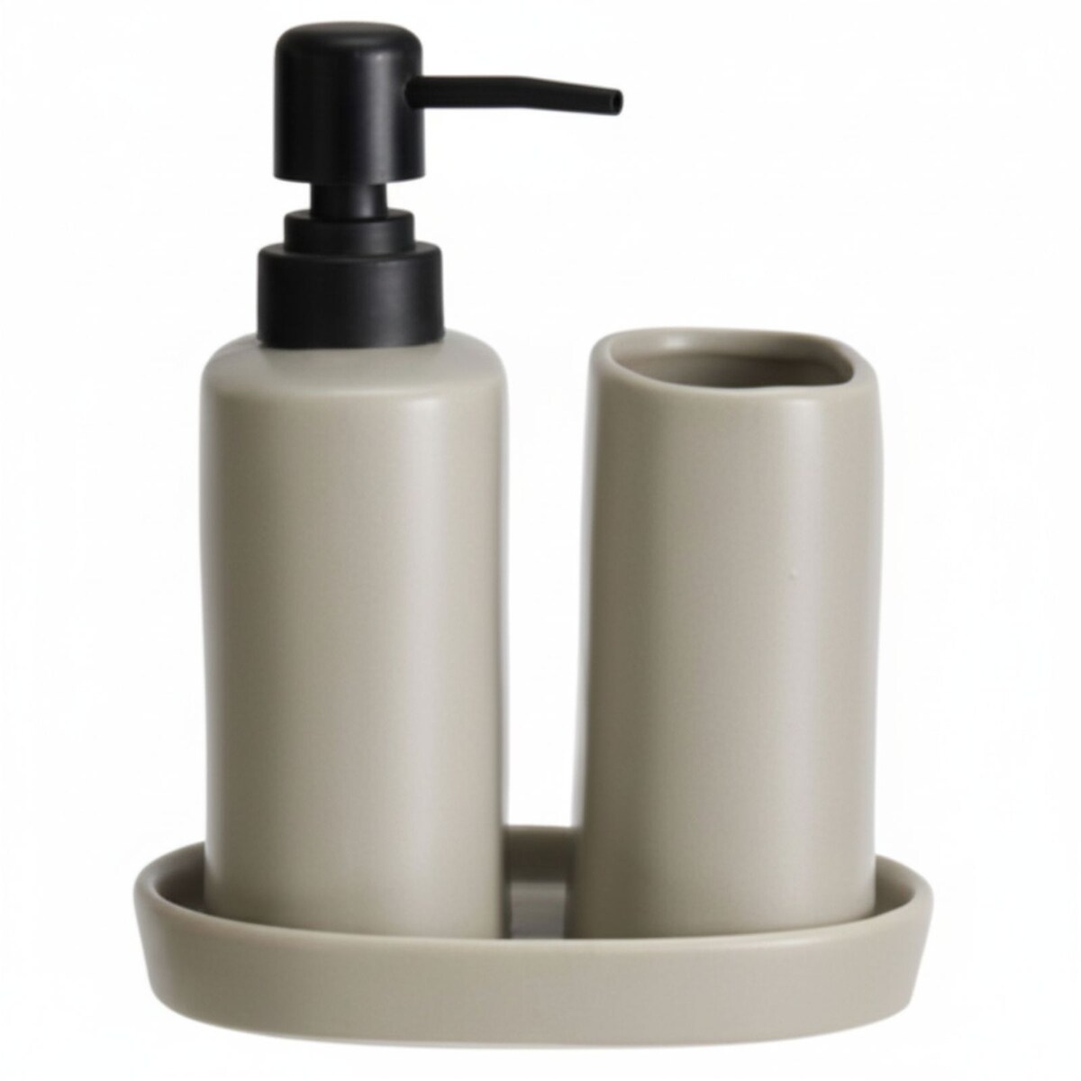 Zestaw łazienkowy PLY, ceramiczny dozownik, kubek i taca