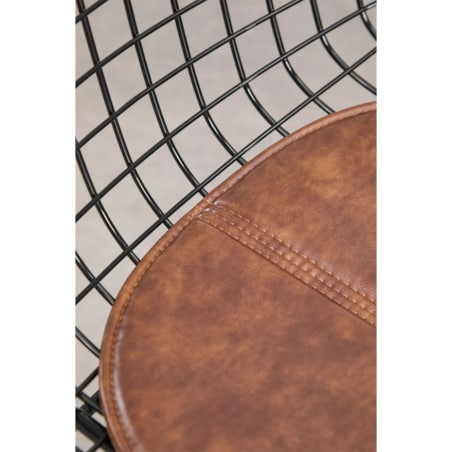 Krzesło metalowe, czarne z brązową poduszką Renee