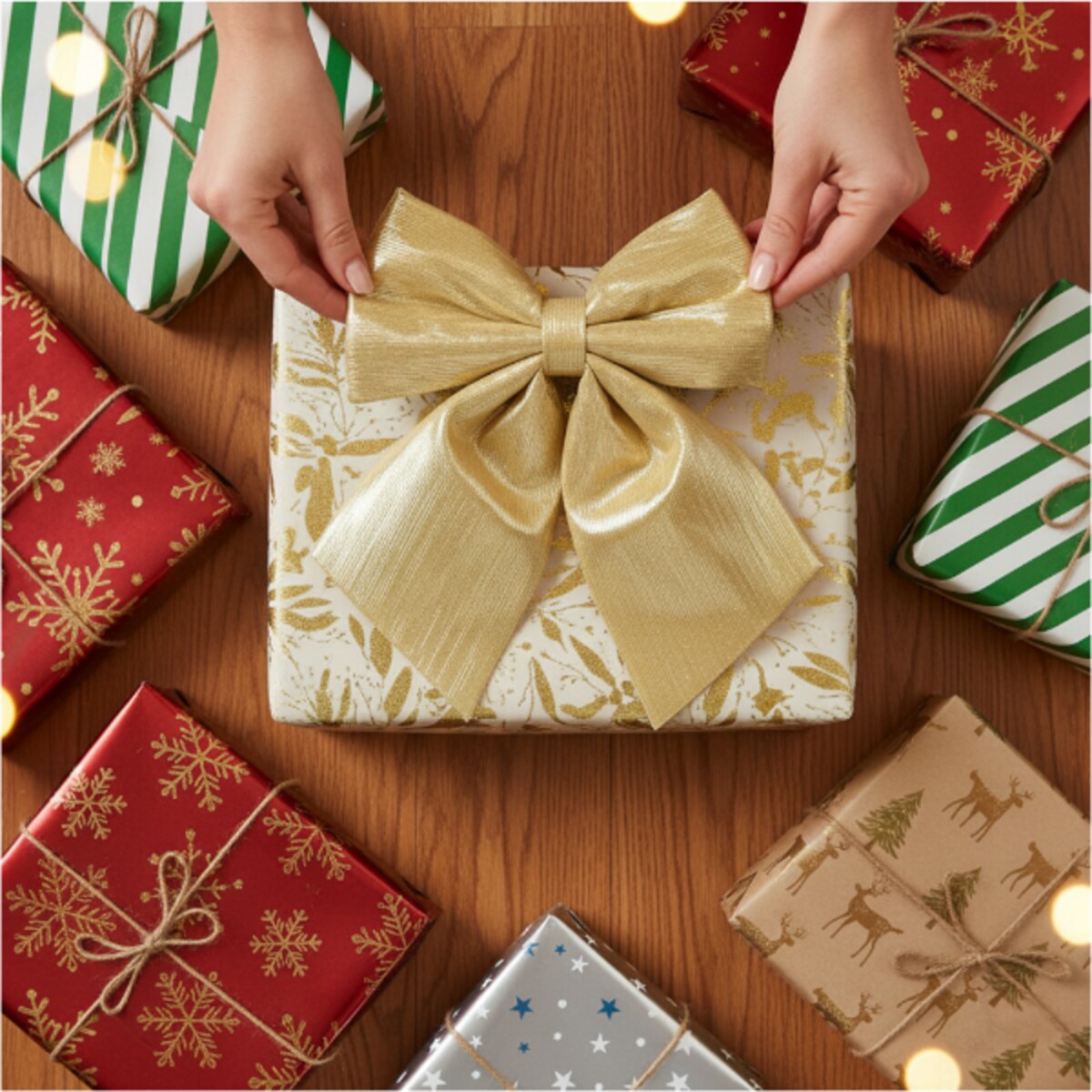 Kokarda Świąteczna Na Choinkę 24 Cm Kominek Na Boże Narodzenie Dekoracja Złota