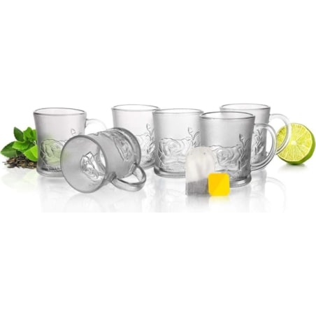 SZKLANKI 6szt 250 ml KWIATY na kawę herbatę kompot napoje prezent zestaw