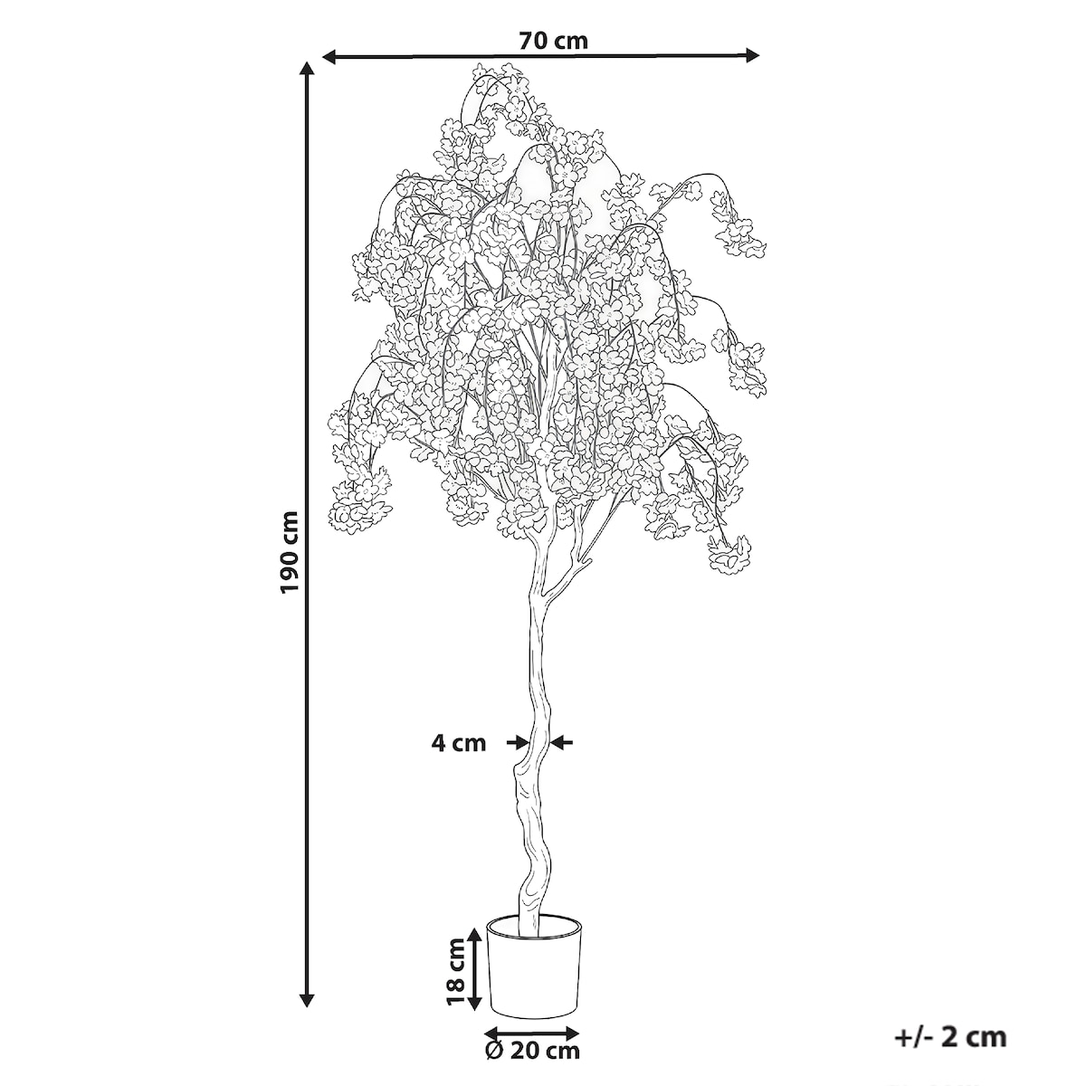 Sztuczna roślina CHERRY TREE 190 cm Różowy