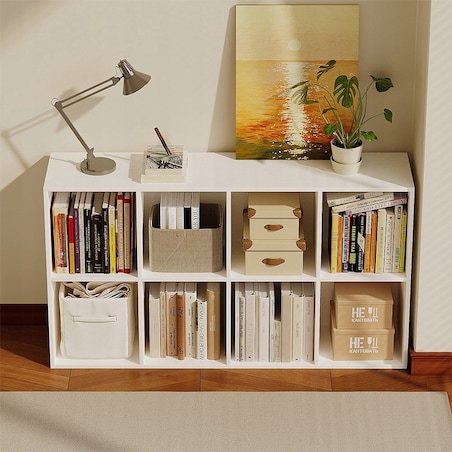 Regał otwarty komoda kostka 4x2 pojemny biały na książki biurowy nowoczesny