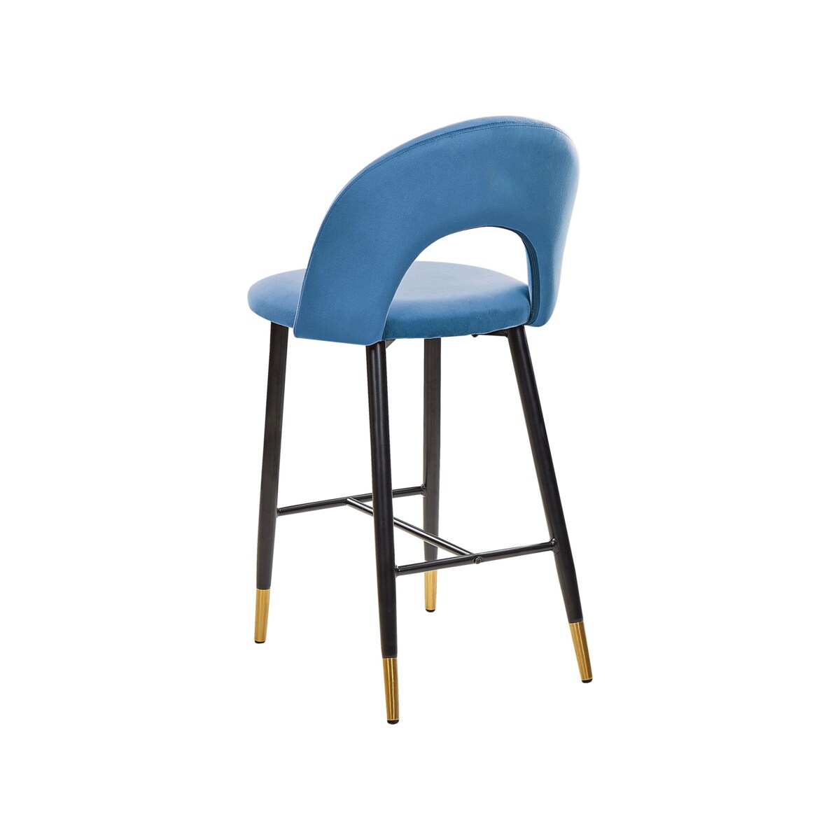 Zestaw 2 krzeseł barowych welurowy niebieski FALTON