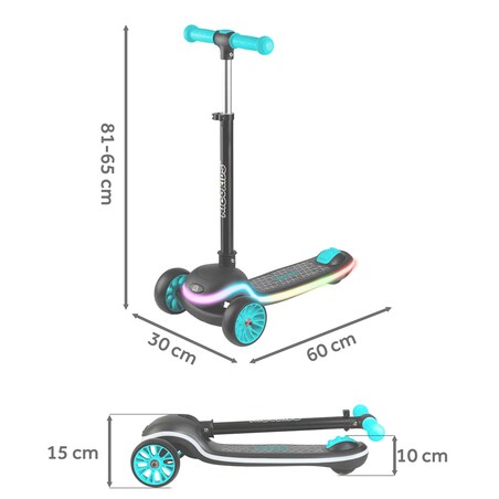 Hulajnoga dla dzieci trójkołowa Leddi czarna-turkus