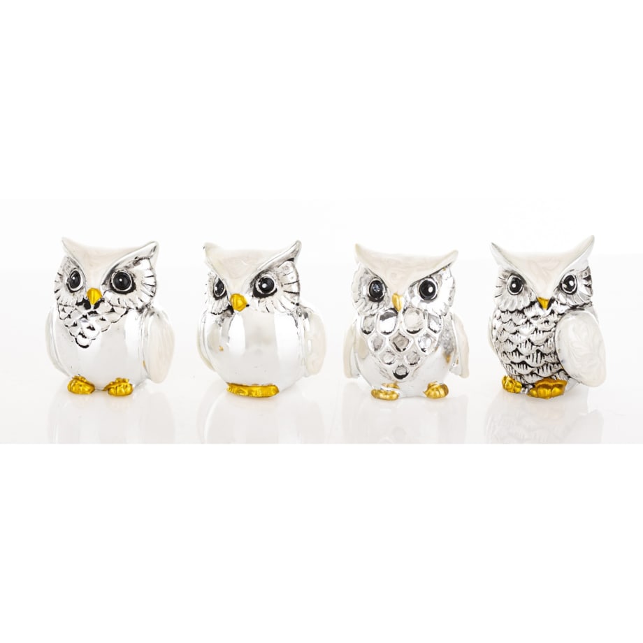 Dekoracja - figurki sówki 4 szt. 3,5x3x2,5 cm OWLS