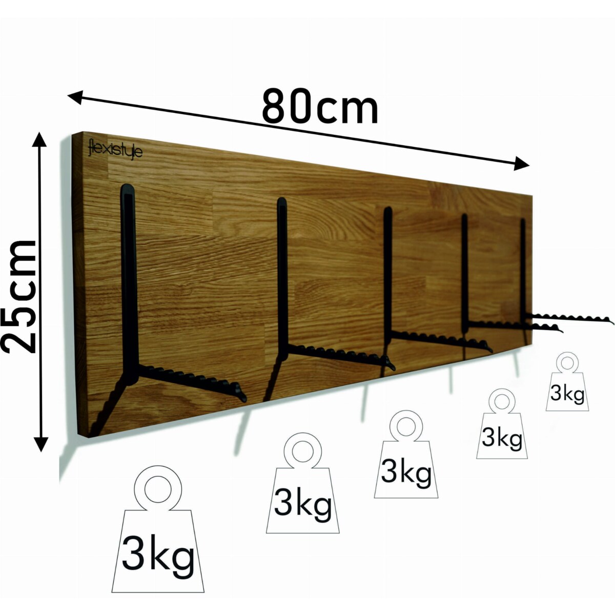 Wieszak na Ubrania Dębowy 25x80cm dębowy