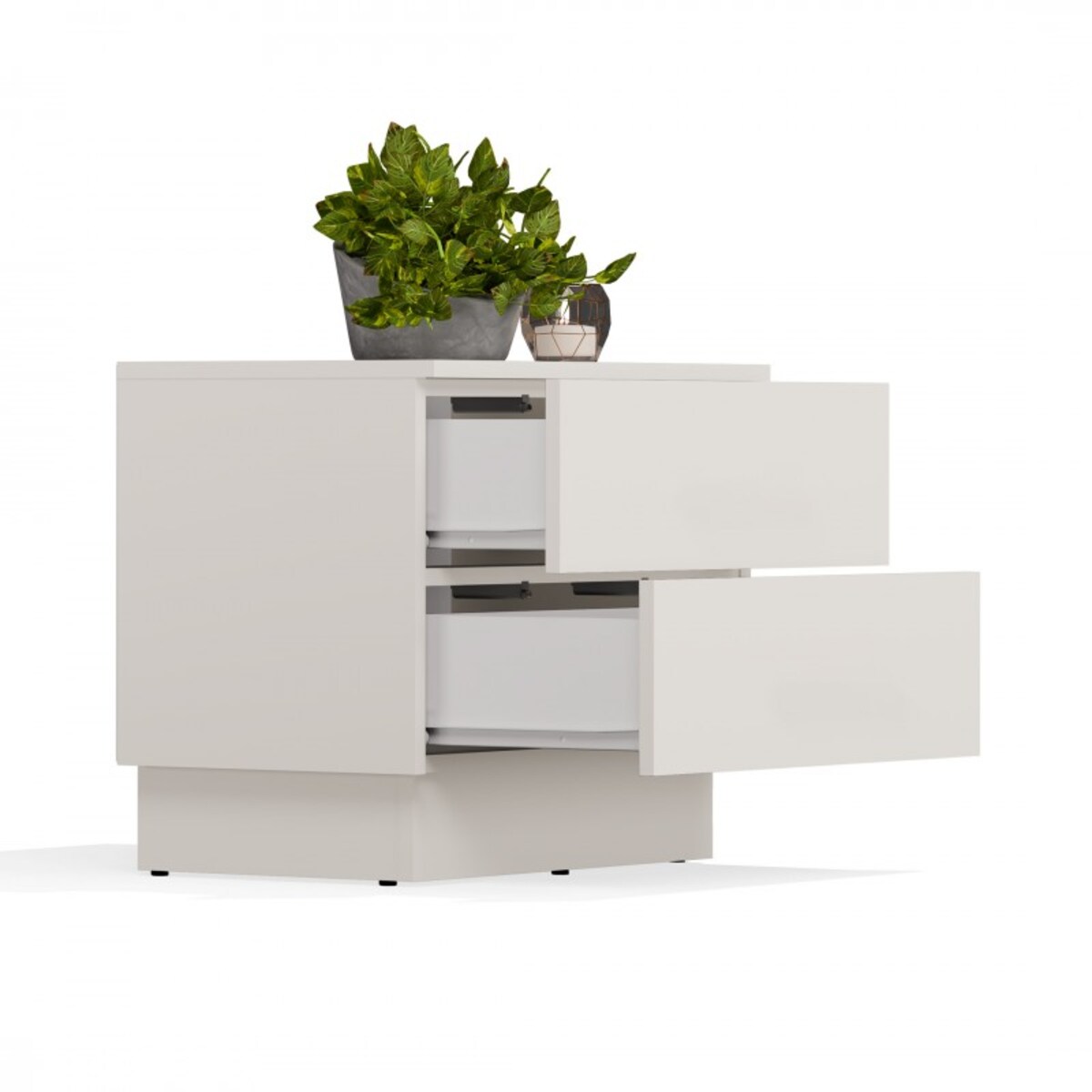 Szafka Nocna AMBER 2S Stolik Nocny 2 Szuflady Do Sypialni Kaszmir Beż