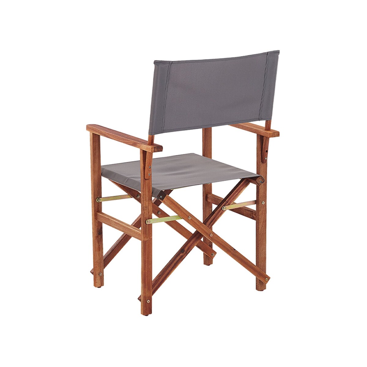 Zestaw 2 krzeseł ogrodowych akacjowy ciemne drewno z szarym / wzór w liście CINE