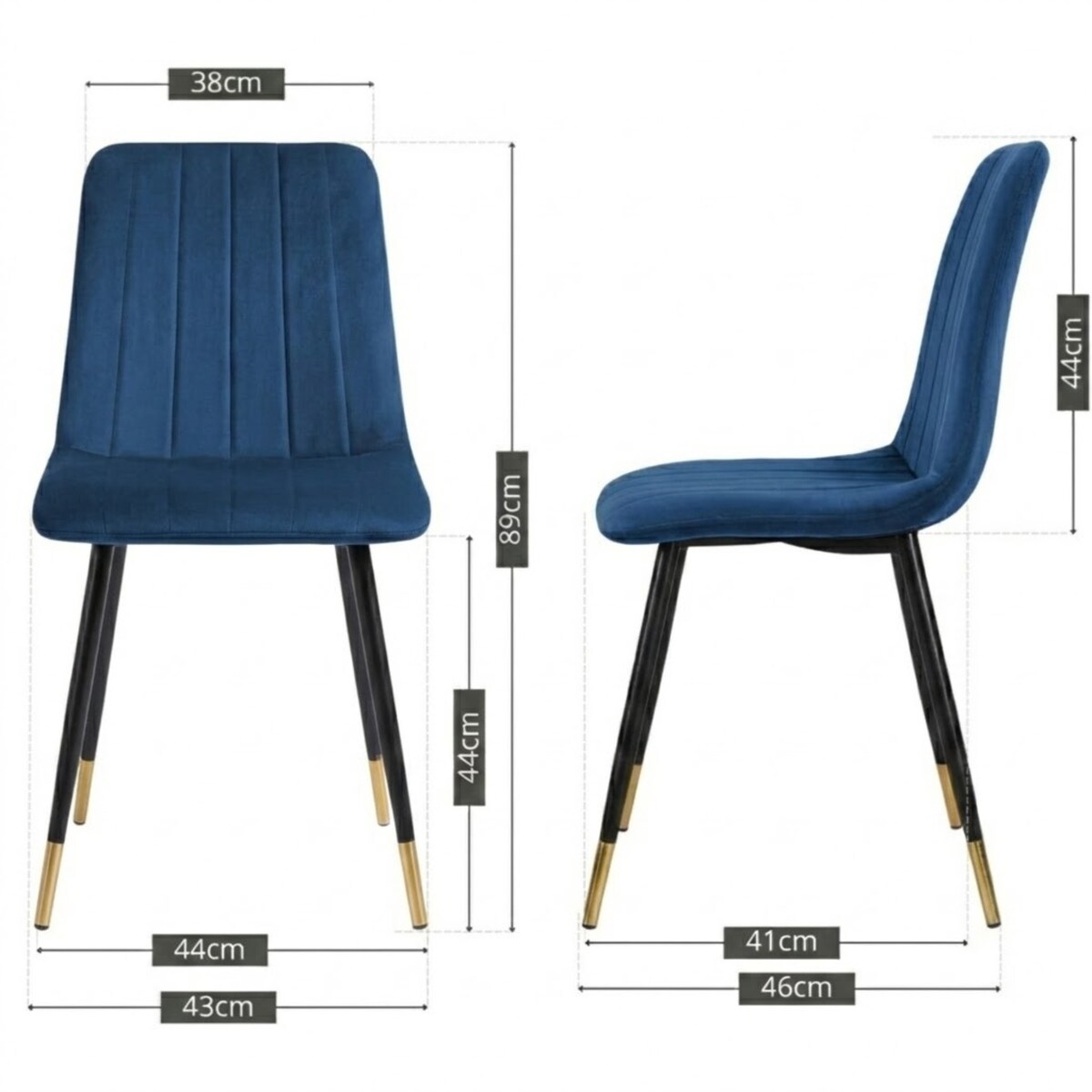 Krzesło do jadalni i salonu granatowy welur – nowoczesne krzesło na czarnych nogach