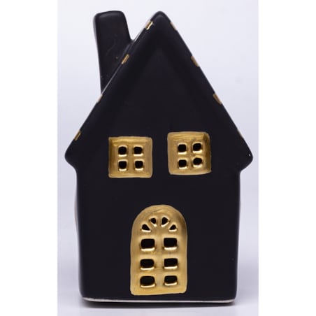 Dolomitowy czarny domek LED 19x12x6,5 cm JOUDA small