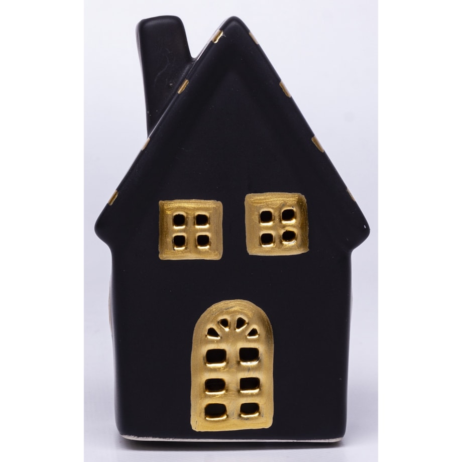 Dolomitowy czarny domek LED 19x12x6,5 cm JOUDA small