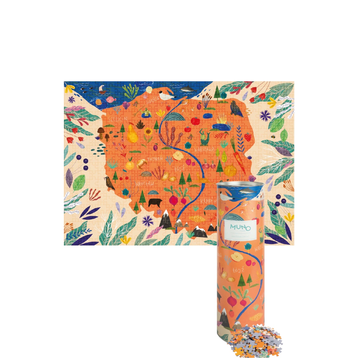 Muno Puzzle "Mapa Polski" Puzzle 1000 el. w ozdobnej tubie