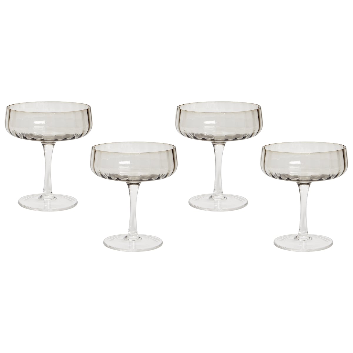 Zestaw 4 pucharków do szampana QUARTZ 170 ml Szary