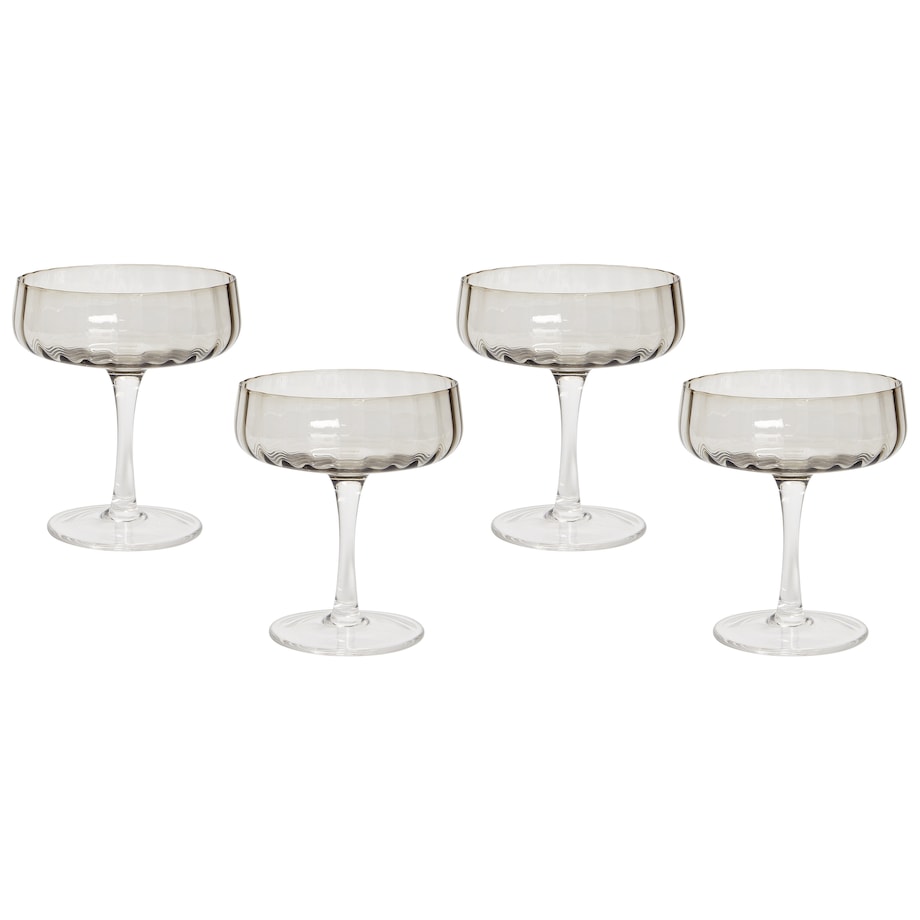 Zestaw 4 pucharków do szampana QUARTZ 170 ml Szary