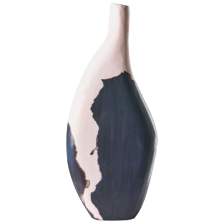 Wazon dekoracyjny LAGOS Drewno mango 40 cm Czarny/ beżowy